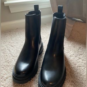 NWOT Black Faux Leather Chelsea Boots